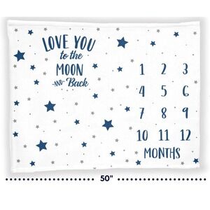 Baby Monthly Milestone Blanket with 12 Stickers, First Year Calendar Monthly